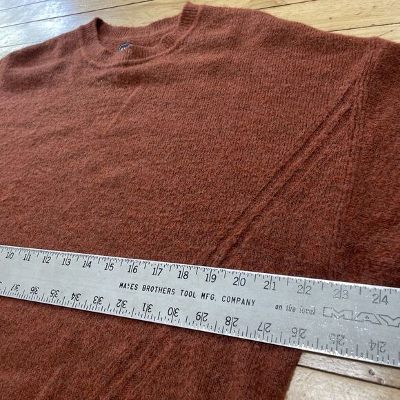 Gap Crop Sweater Wool Alpaca L Burnt Orange Brown Mock Oversize Western Knit 44" - Picture 9 of 16